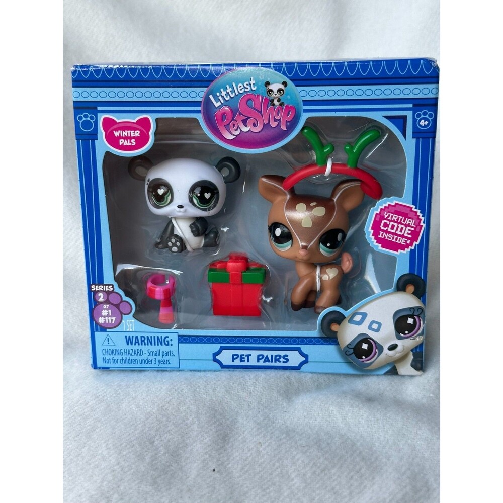 Littlest Pet Shop Winter Pals Pet Pairs Panda Reindeer G7 #1 #117 Series 2 NIB